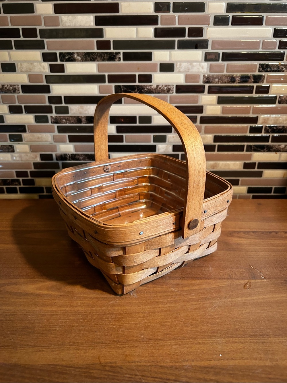 Vintage Longaberger Berry Basket with Handle - Brown